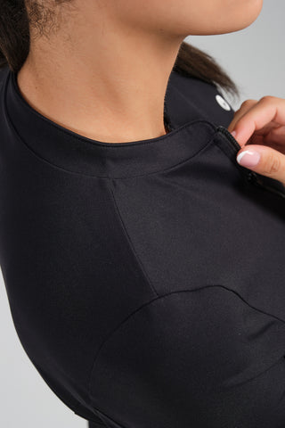 Camiseta Deportiva Mujer Manga Larga con Cremallera Negro