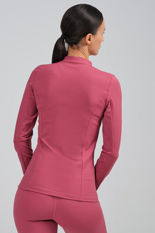 Camiseta Deportiva Mujer Manga Larga con Cremallera Rosa