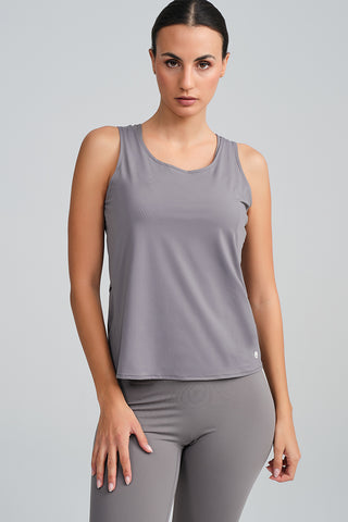 Camiseta Deportiva Espalda Cruzada Gris