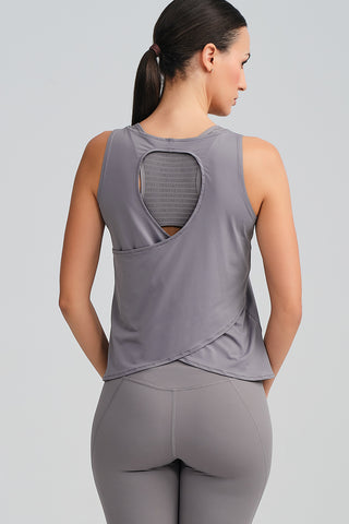 Camiseta Deportiva Espalda Cruzada Gris