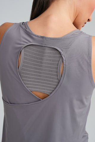 Camiseta Deportiva Espalda Cruzada Gris