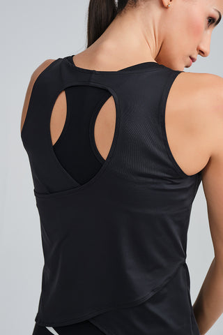 Camiseta Deportiva Espalda Cruzada Negro