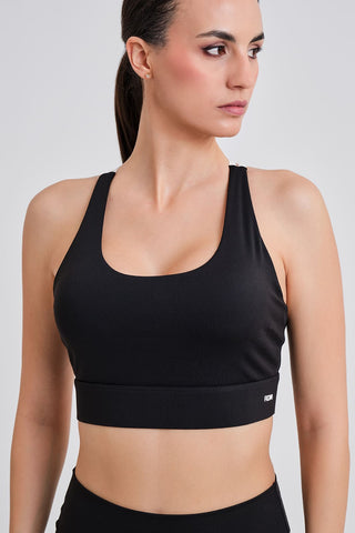 Top Deportivo Tirantes cruzado negro