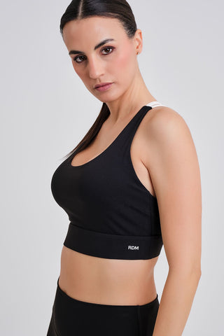 Top Deportivo Tirantes cruzado negro