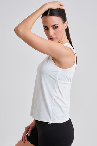 Camiseta Deportiva Espalda Cruzada Blanco Roto