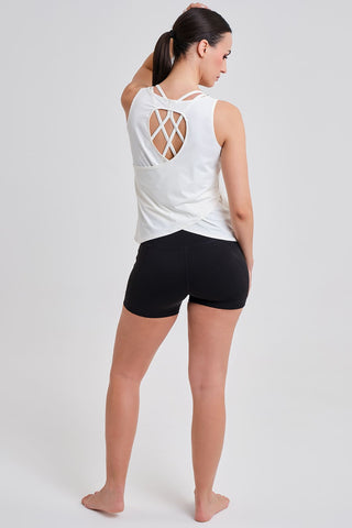 Camiseta Deportiva Espalda Cruzada Blanco Roto