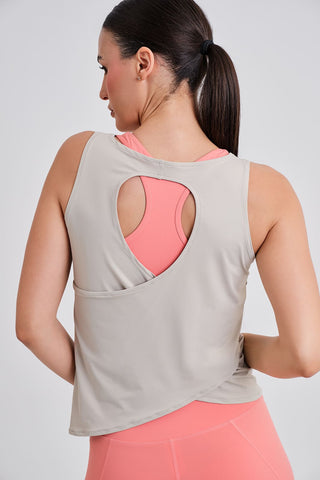 Camiseta Deportiva Espalda Cruzada Beig