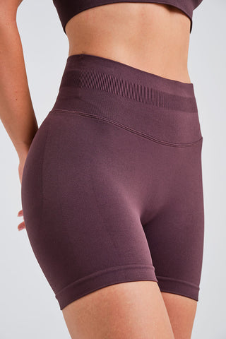 Leggings Cortos de Jacquard Burdeos de Cintura Alta
