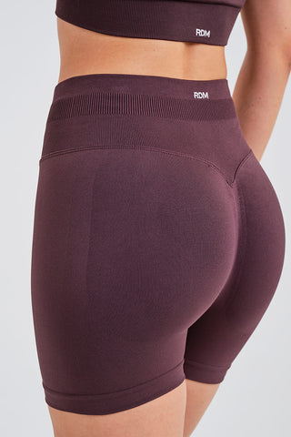 Leggings Cortos de Jacquard Burdeos de Cintura Alta