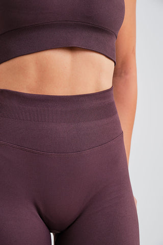Leggings Largos de Jacquard Burdeos de Cintura Alta