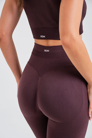 Leggings Largos de Jacquard Burdeos de Cintura Alta