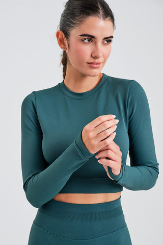 Camiseta de Manga Larga Jacquard Verde