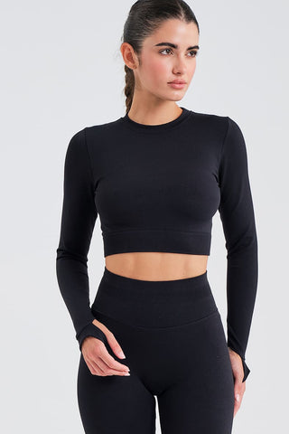 Camiseta de Manga Larga Jacquard Negra