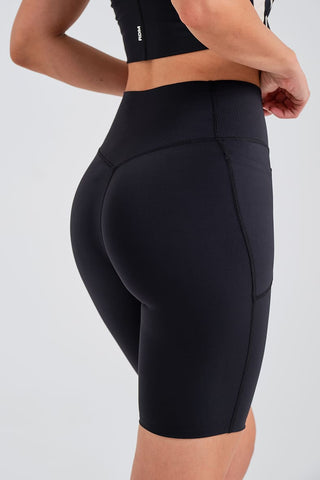 Leggings Ciclistas Negros con Bolsillos y Cintura Compresiva