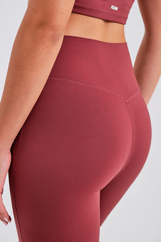 Leggings Largos Burdeos con Cintura Compresiva