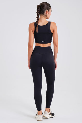 Leggings Largos Negros con Cintura Compresiva