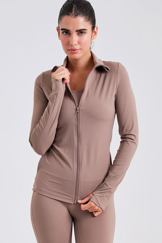 Chaqueta Deportiva Ajustada con Cremallera Arena