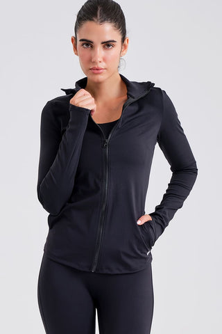 Chaqueta Deportiva Ajustada con Cremallera Negra