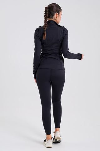 Chaqueta Deportiva Ajustada con Cremallera Negra