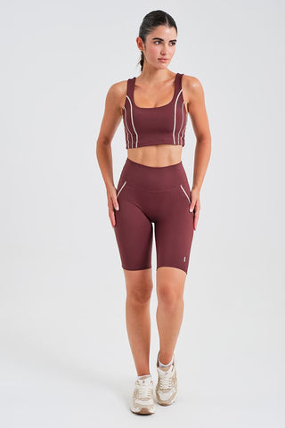 Top Deportivo Burdeos con Espalda Camiseta Cruzada, Relleno y Contraste