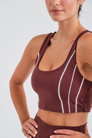 Top Deportivo Burdeos con Espalda Camiseta Cruzada, Relleno y Contraste