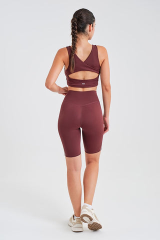 Top Deportivo Burdeos con Espalda Camiseta Cruzada, Relleno y Contraste