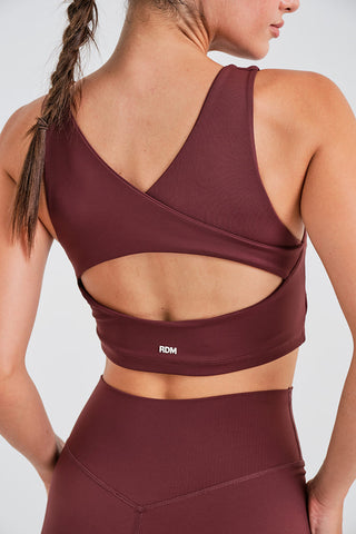 Top Deportivo Burdeos con Espalda Camiseta Cruzada, Relleno y Contraste
