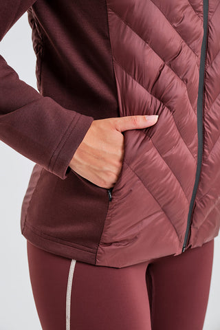 Chaqueta Acolchada Burdeos con Capucha para Mujer
