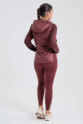 Chaqueta Acolchada Burdeos con Capucha para Mujer