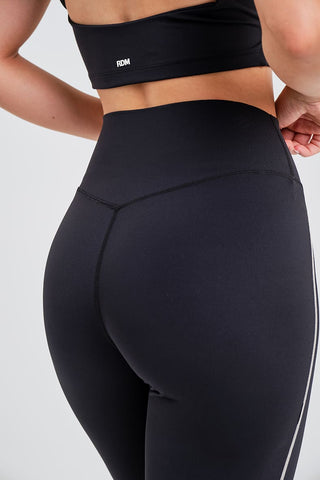 Leggings Acampanados Negros con Contraste y Cintura Compresiva