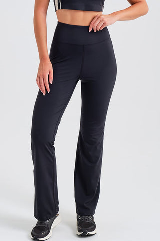 Leggings Acampanados Negros de Cintura Alta Compresiva